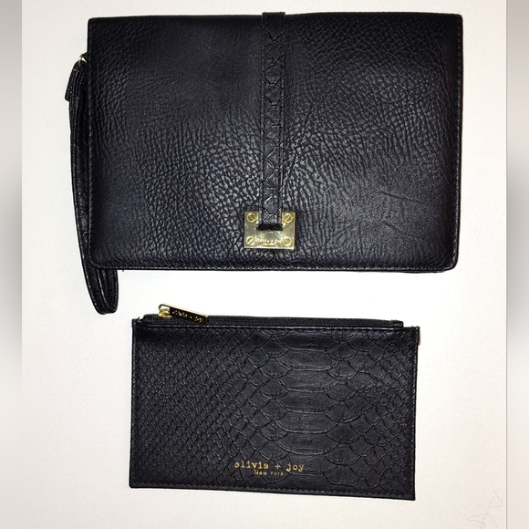 NWOT OLIVA + JOY NEW YORK DESIGNER WRISTLET & COIN PURSE POUCH GENUINE LEATHER - Picture 1 of 14